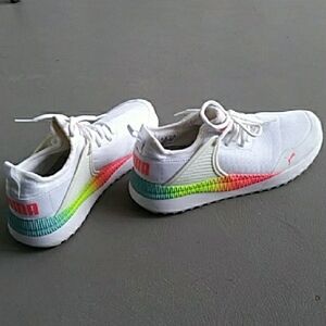Puma Pacer Next Cage White and Rainbow Women's Sneakers Size 8